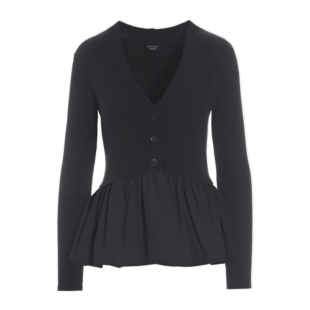Bitte Kai Rand Geribbeld Zwart Blouse Saku Stijl Black Dames