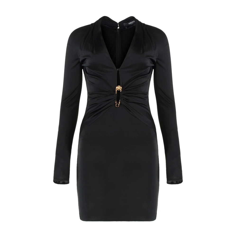 Versace Women's Black Short Dresses, S, Safety Pin Detail