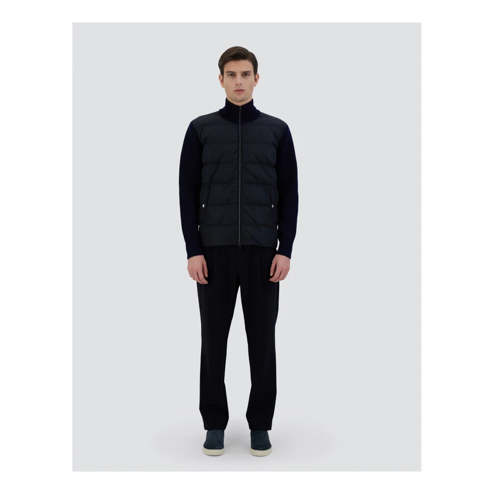 Herno Corn Cob Stitch wollen cardigan Blue Heren
