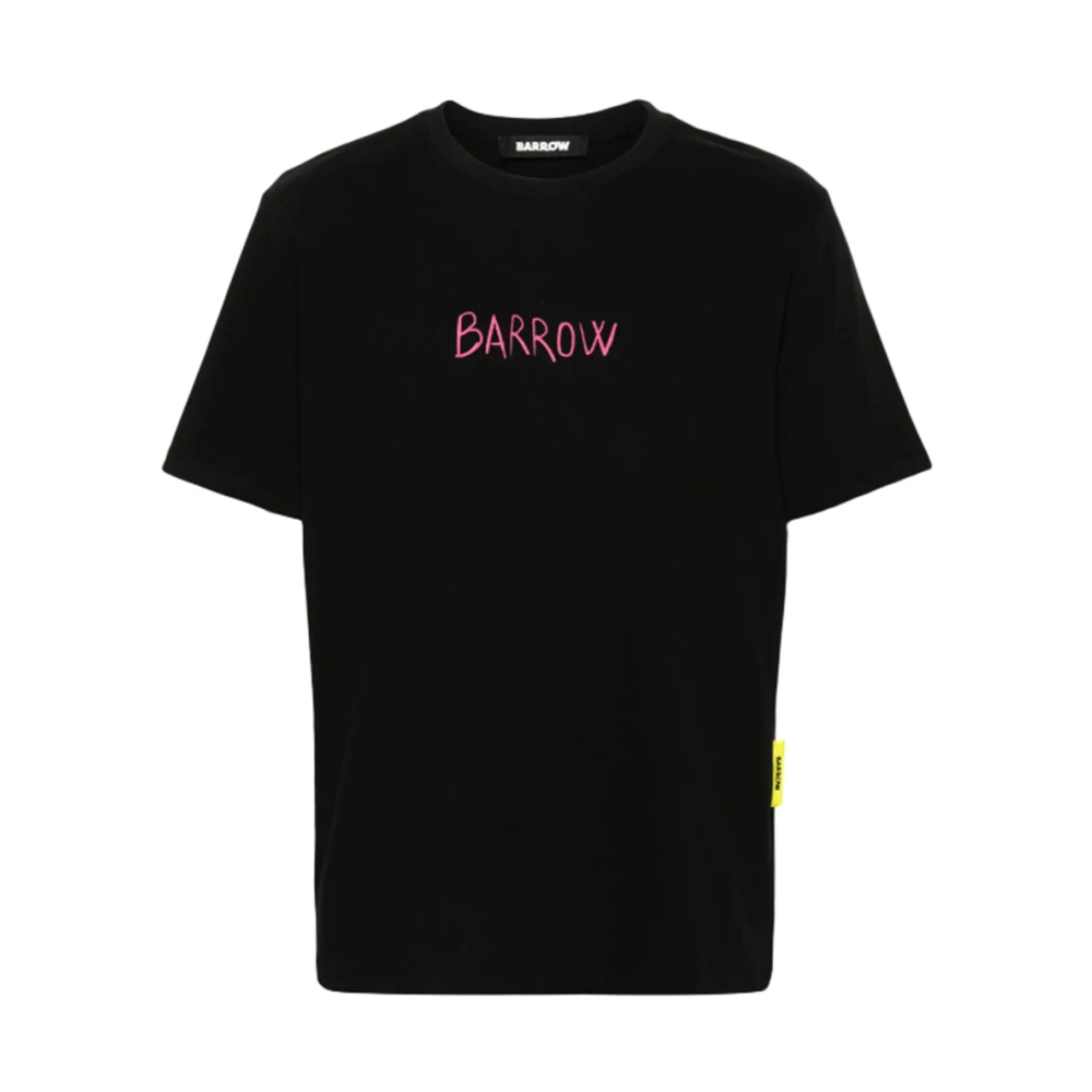 Barrow Zwarte Katoenen T-shirt met Print Black Heren