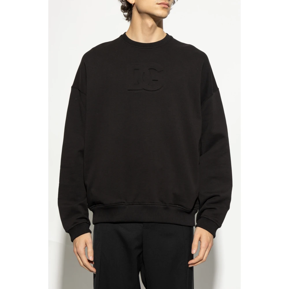Dolce & Gabbana Sweatshirt met reliëf logo Black Heren