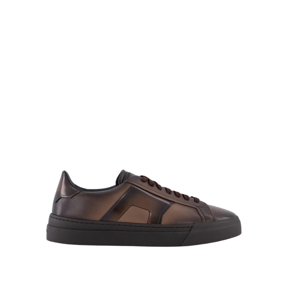 Santoni Logo-debossed Sneakers Heren Schoenen Bruin