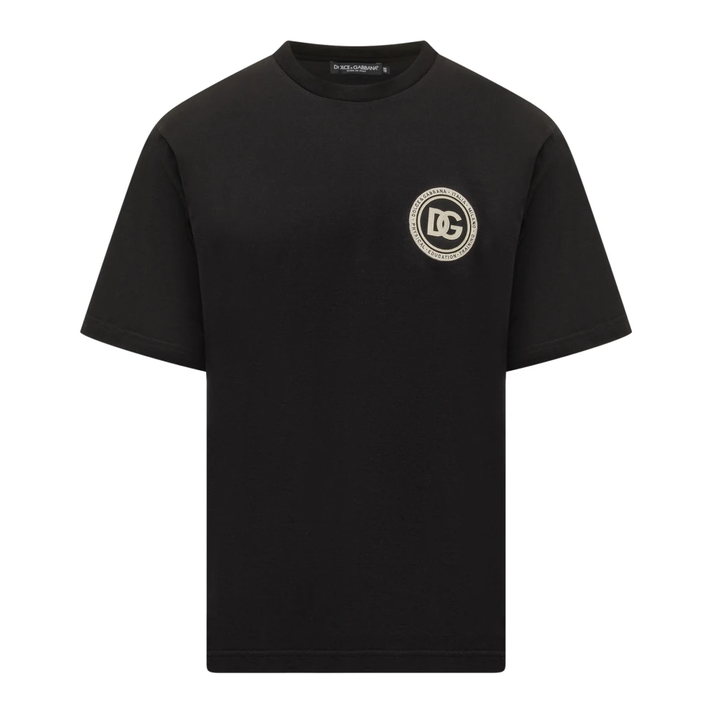 Dolce & Gabbana Men's Black T-Shirts, S, Cotton T-Shirt With Logo Embroidery