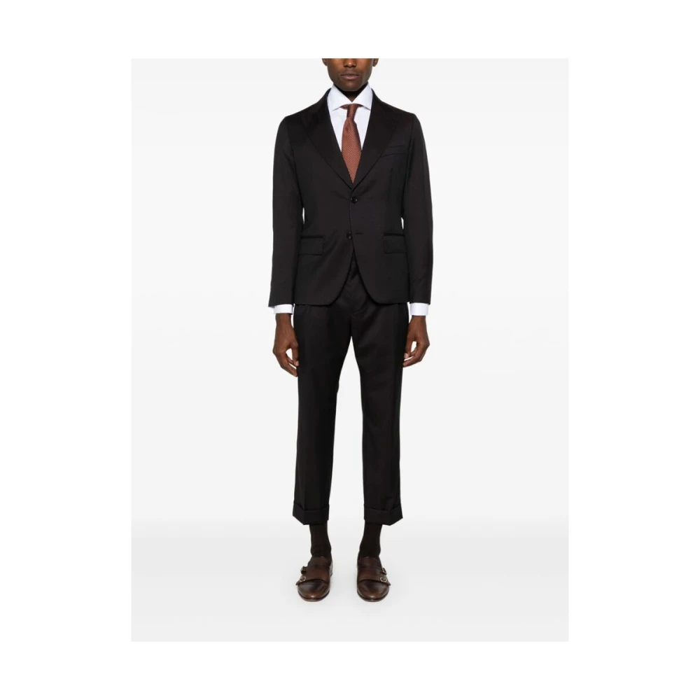 Reveres 1949 Bruine wollen pak met peak revers Brown Heren