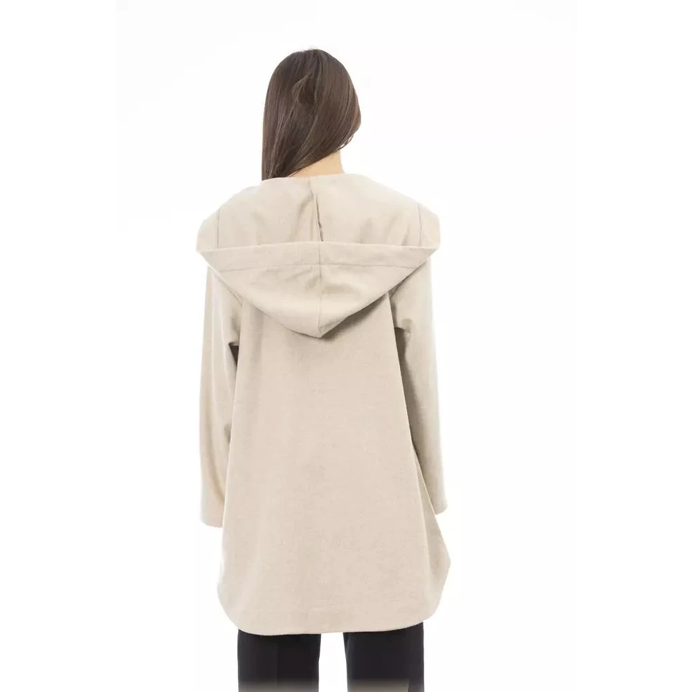 Alpha Studio Beige Hooded Lange Trui Beige Dames