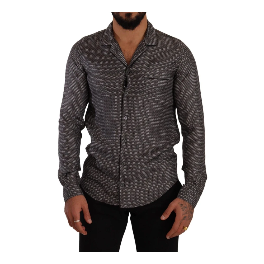 Dolce & Gabbana Men's Grey Silk Button Down Shirt