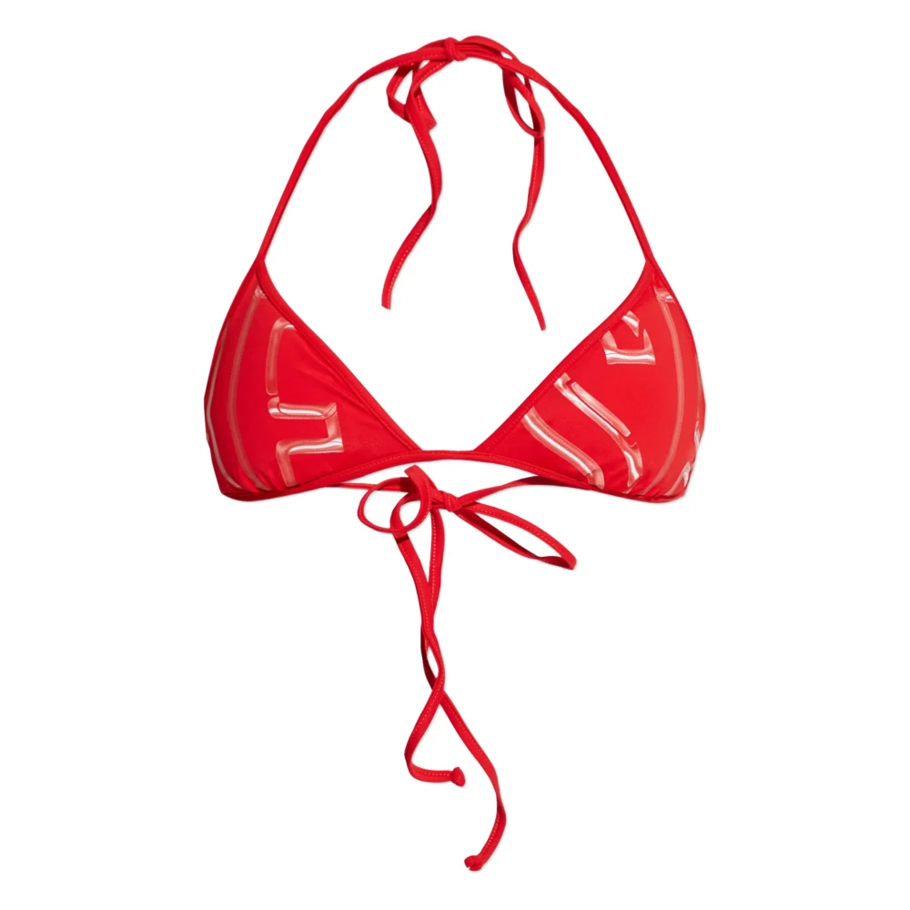 Diesel Vrouw Rood Badmode Dames, L, Bikini Top Met Vetersluiting