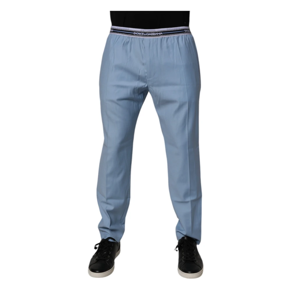 Dolce & Gabbana Men's Blue Slim-Fit Trousers, M, Chino Trousers