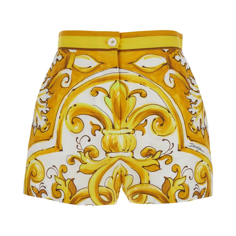 Dolce & Gabbana Gele Maiolica Shorts Yellow Dames