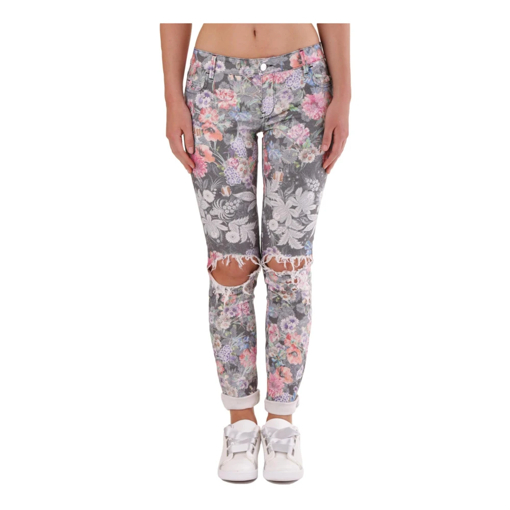 MET Bloemen Skinny Jeans Versleten Casual Stretchy Multicolor Dames