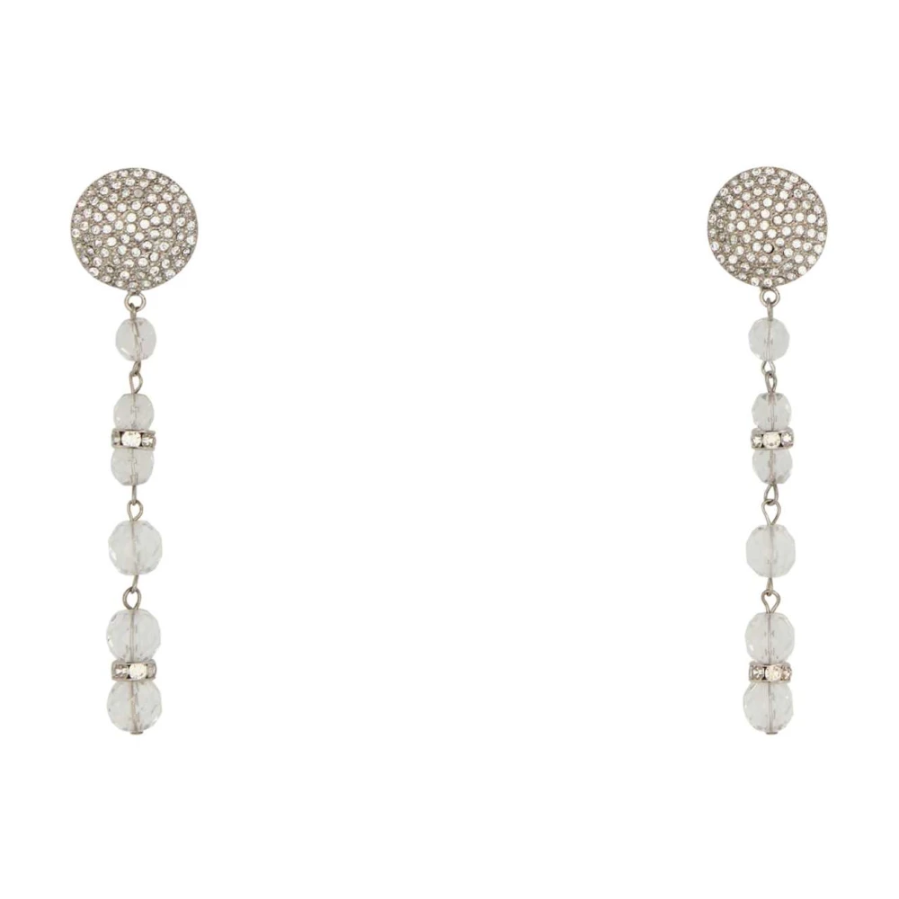 Alessandra Rich Women's Gray Crystal-Embellished Drop Earrings - Earrings - One Size - Accessories