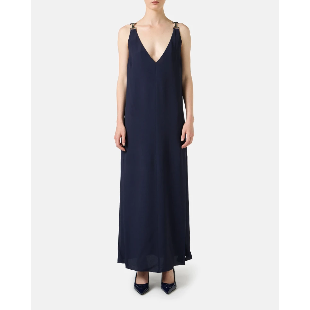 Iceberg Blauwe crêpe de Chine jurk met elegante details Blue Dames