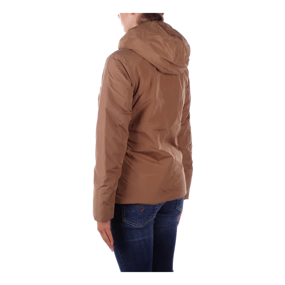 K-way Hooded jas met voorlogo rits Brown Dames