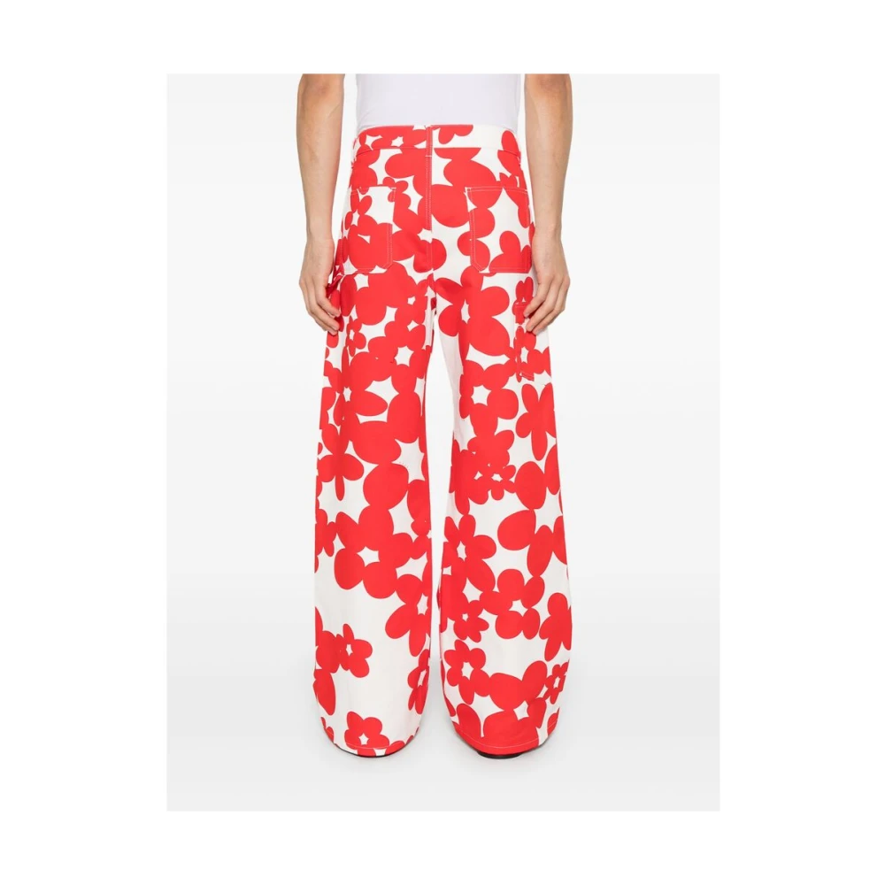 Marni Bloemenprint Wijde Pijp Broek Red Heren
