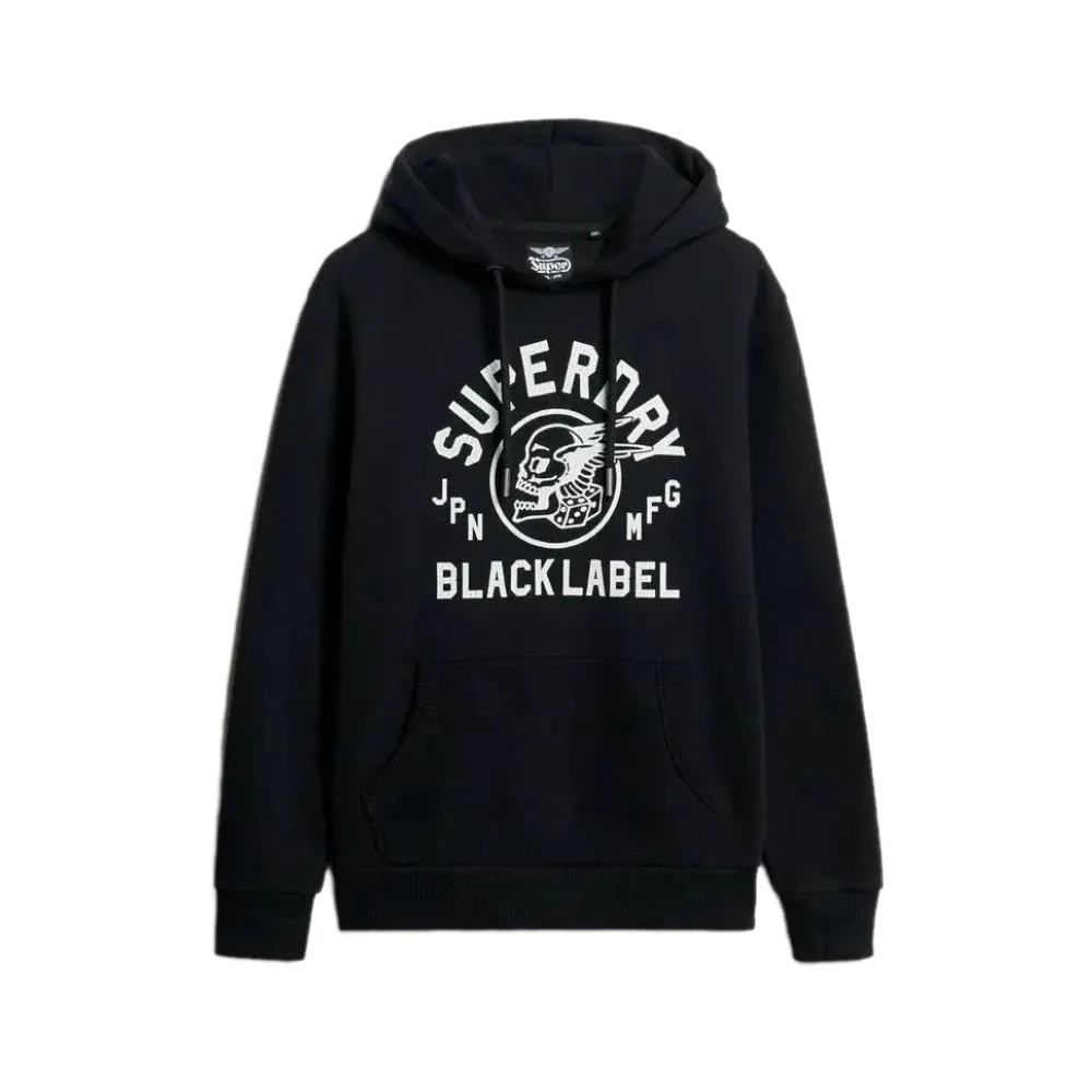 Superdry Mannelijk Zwart Hoodies & Sweatvesten Heren, M, Label Hoodie