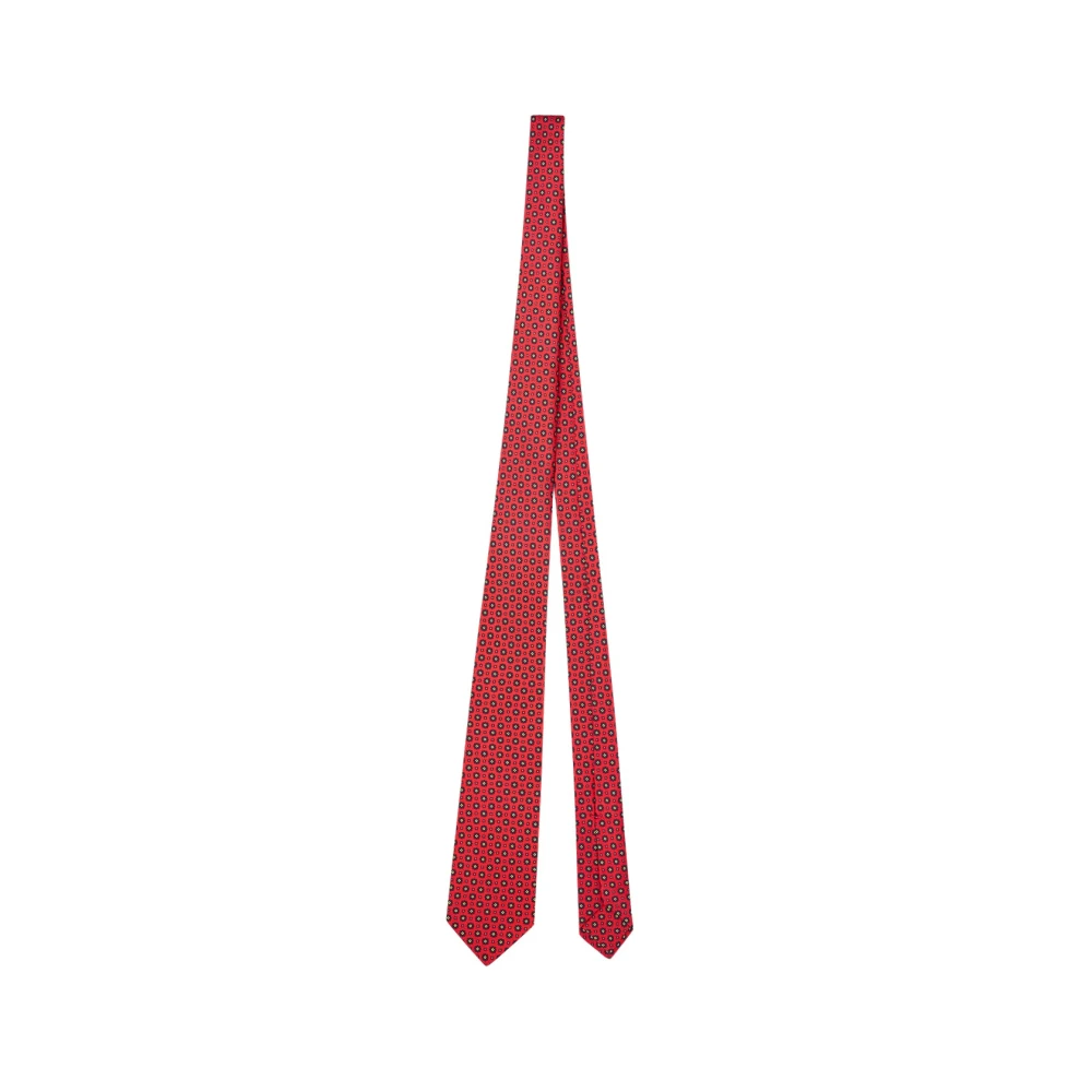 Kiton Handgemaakte Micro Bloe Zijden Stropdas Red Unisex