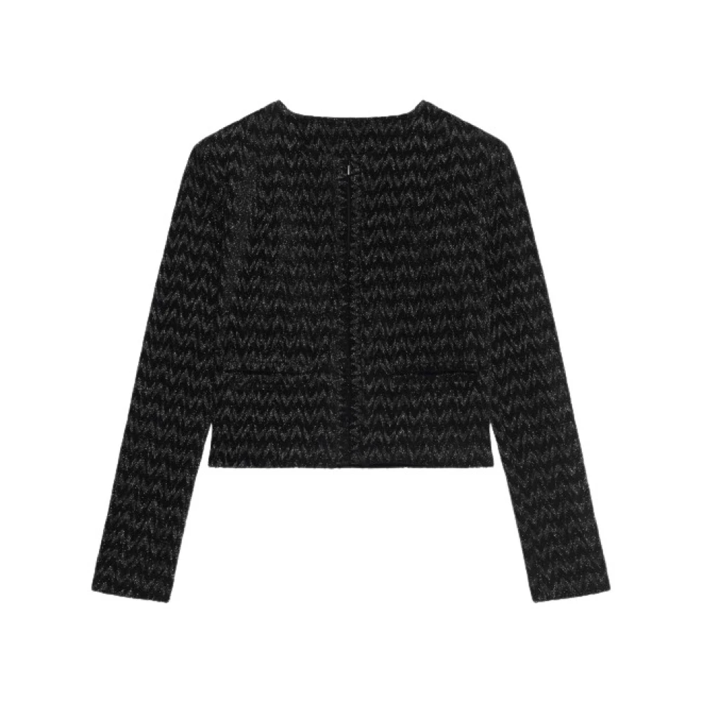 IRO Mouwloos wollen blend jack met geometrische print Black Dames