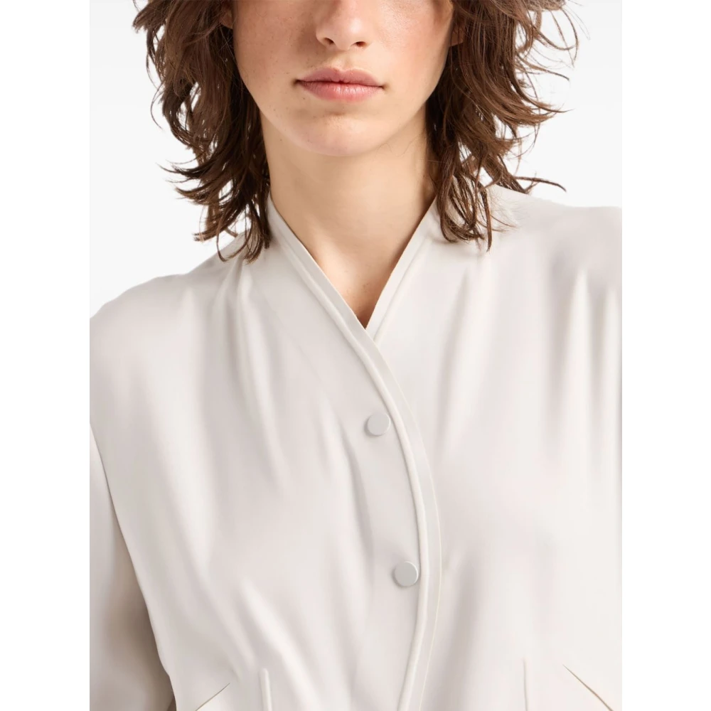 Giorgio Armani Geëmbosseerde Blouson Jas Grijs Gray Dames
