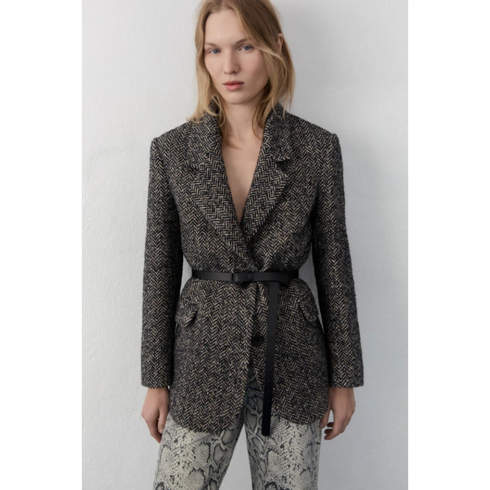 The New Society Slangenprint Denim Broek Rechte Pasvorm Multicolor Dames