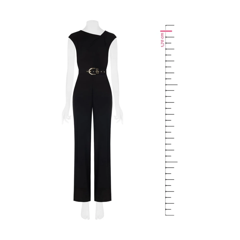 RINASCIMENTO Stromende jumpsuit met bijpassende riem Black Dames