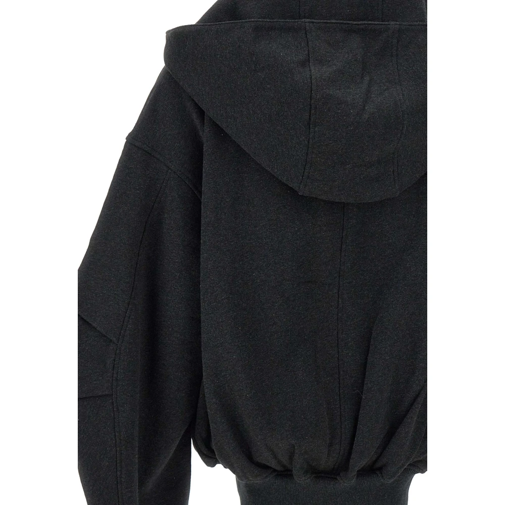 The Attico Zwarte Hoodie met Rits Black Dames