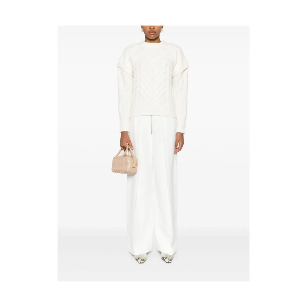 IRO Chunky Gebreide Trui met Ronde Hals White Dames
