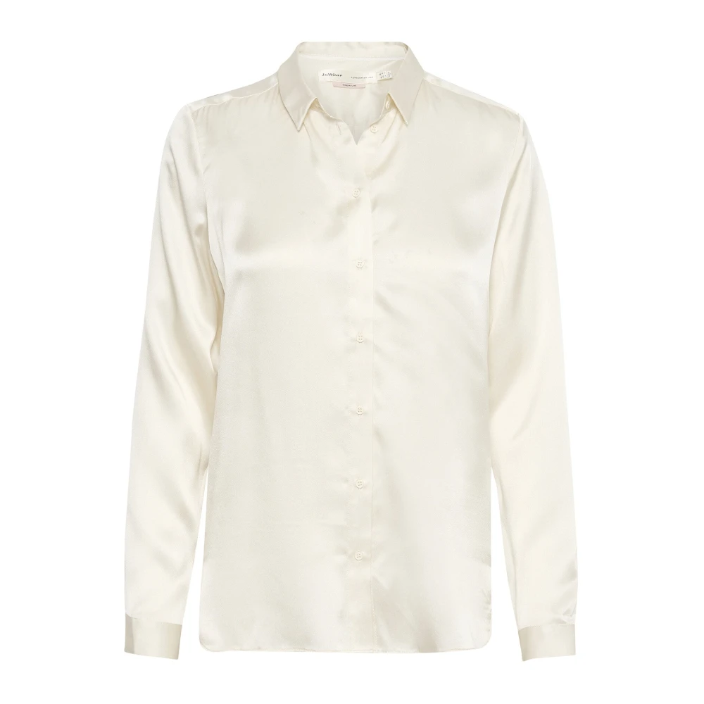 Inwear Gray Elegant Silk Shirt Whisper White - Female - Shirts - 2XS - Blouses & Shirts