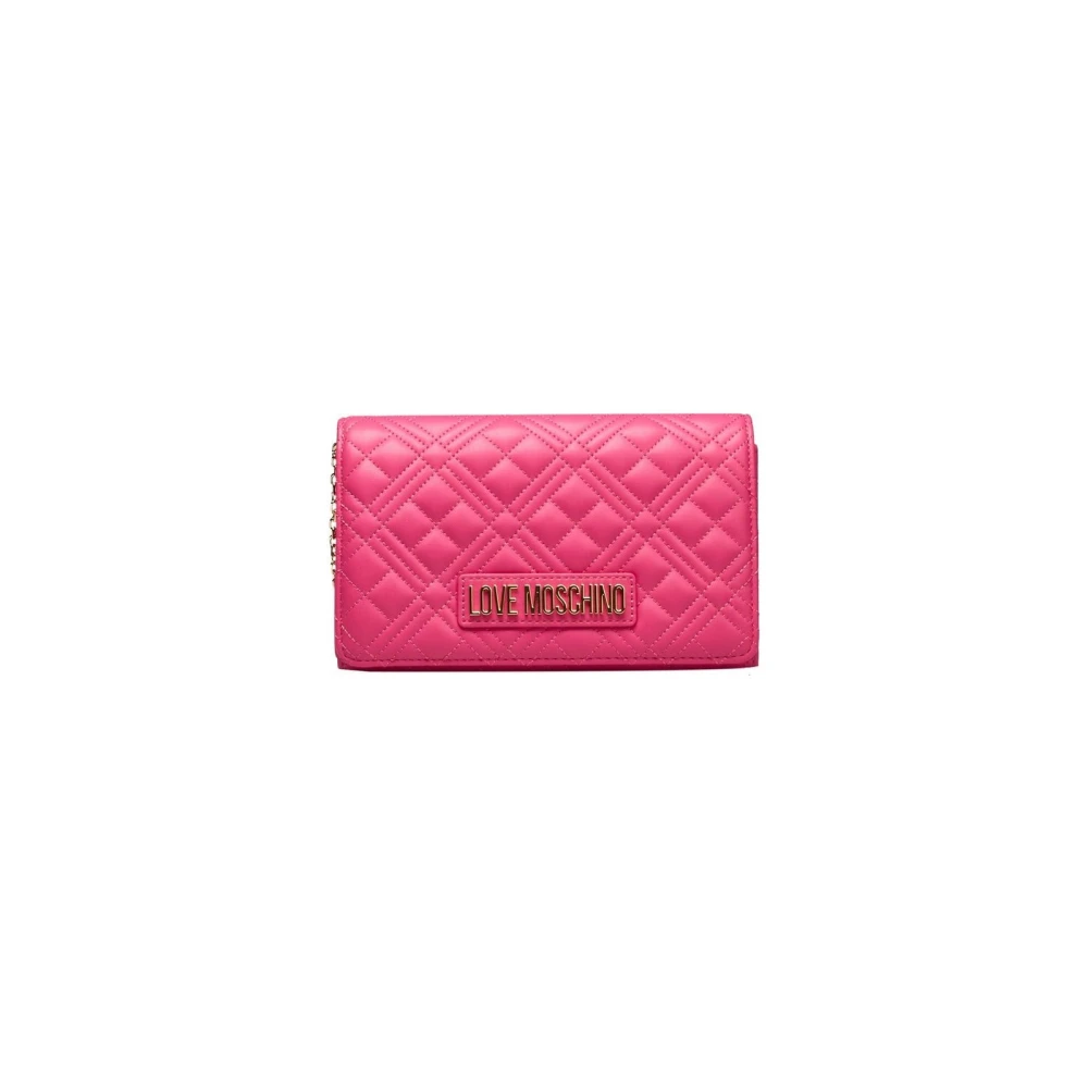 Love Moschino Schoudertas met Ketting en Logo Pink Dames