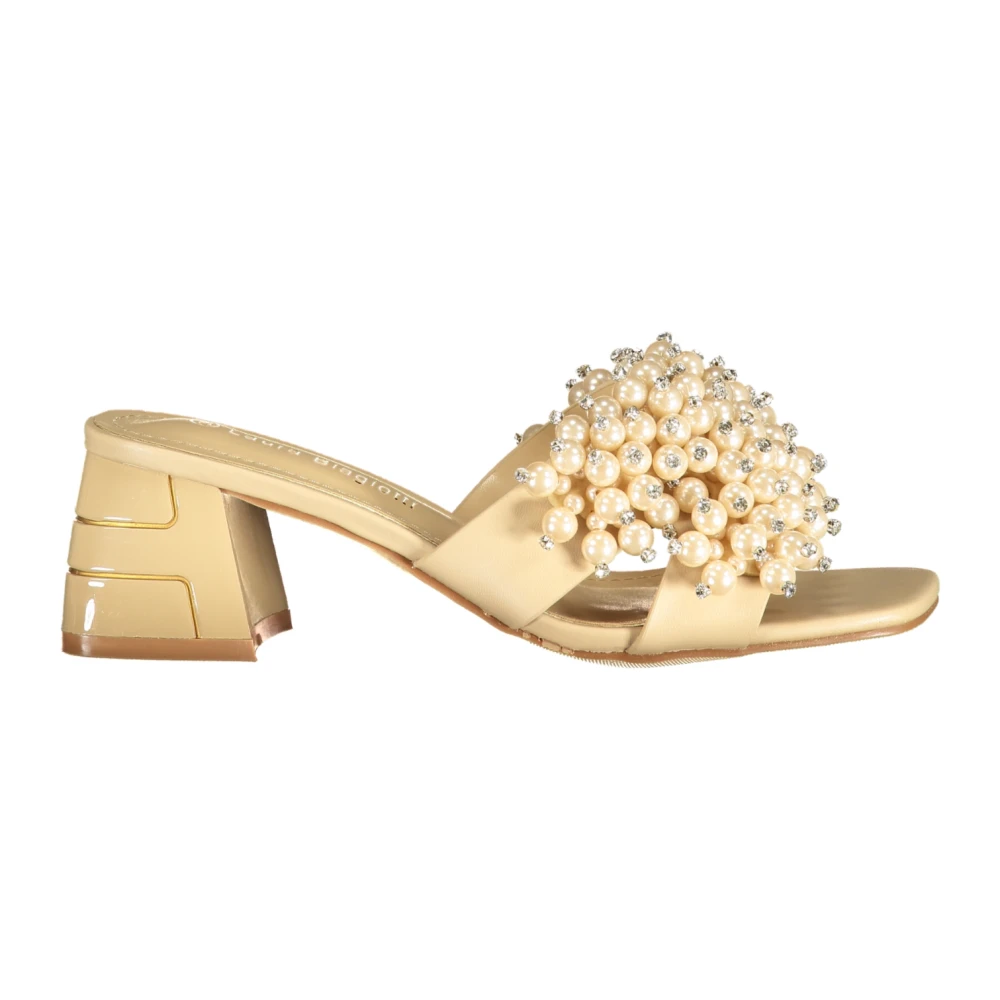 Laura Biagiotti Beige Heeled Mules, Female, 5 Uk, Pearl & Rhinestone Sandal