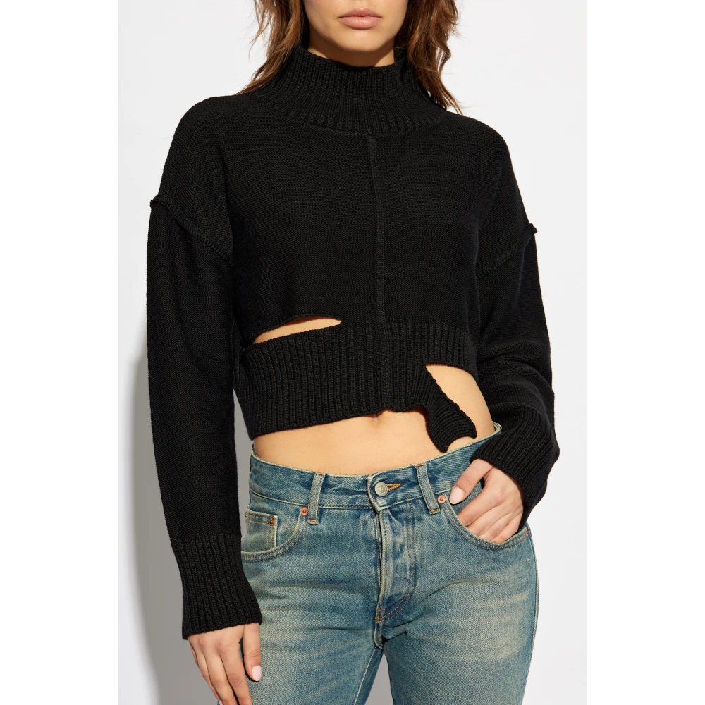MM6 Maison Margiela Korte turtleneck met splitten Black Dames