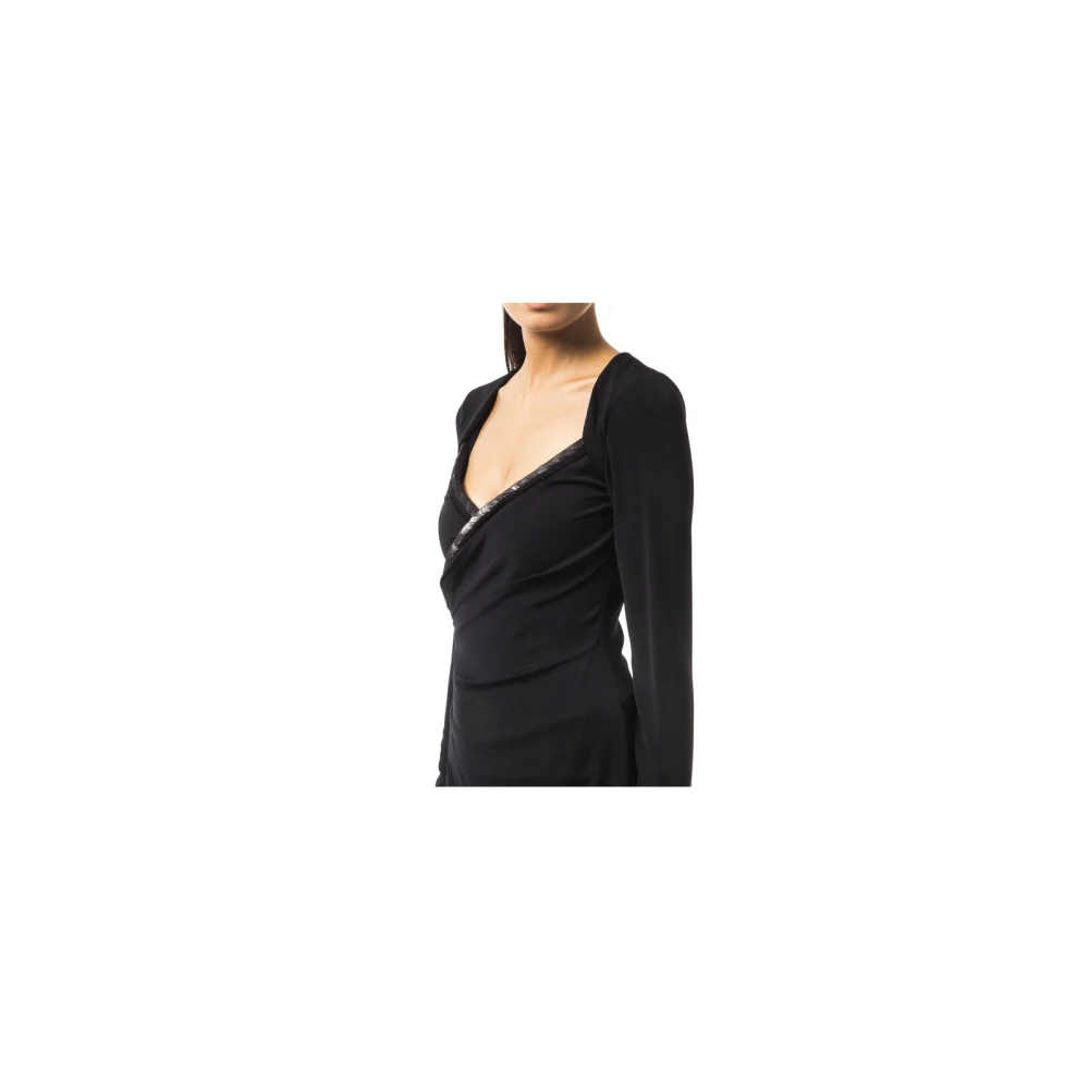 Byblos Open Hals Lange Mouw T-shirt Black Dames