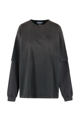 Washed Effect Cotton Jersey Longsleeve