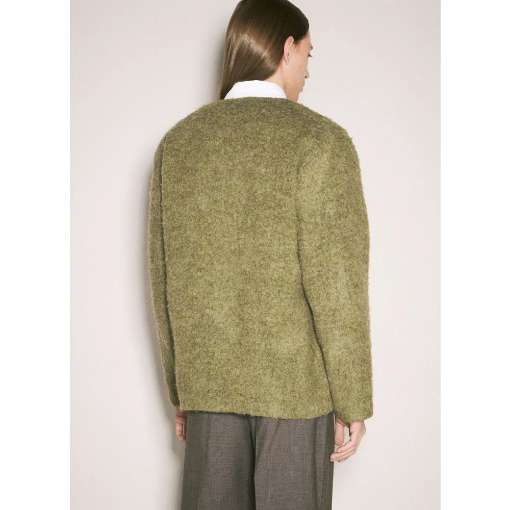 Our Legacy Geborstelde Gebreide Vest V-Hals Knoopsluiting Green Heren