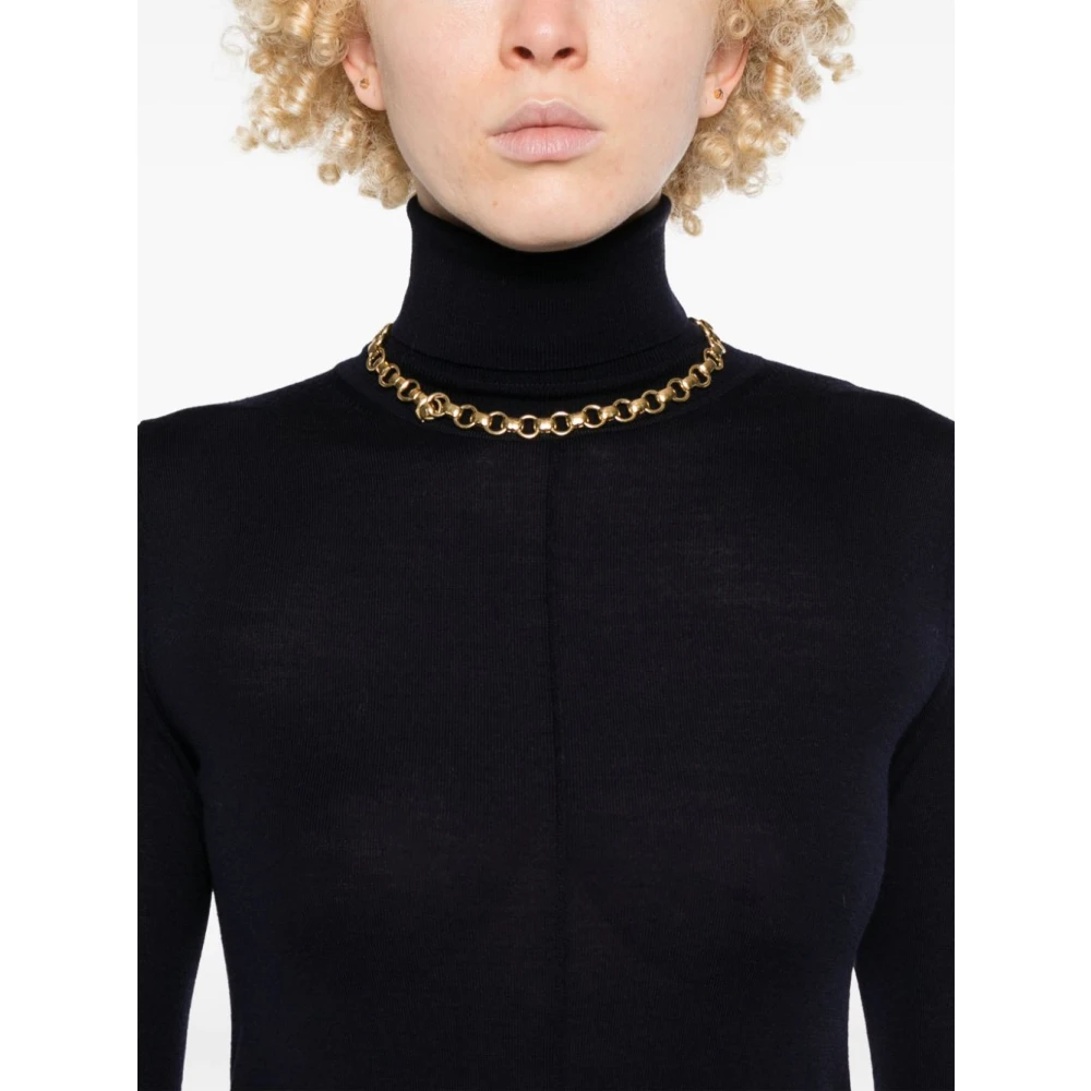 Chloé Navy Blue Wool Turtleneck Sweater Blue Dames