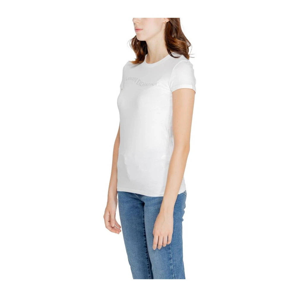 Armani Exchange Wit Katoenen Blend T-shirt voor Vrouwen White Dames