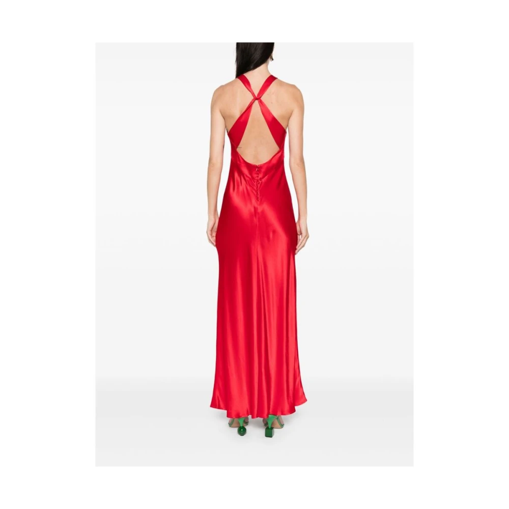 Rixo Rode Satijnen Halterjurk Red Dames