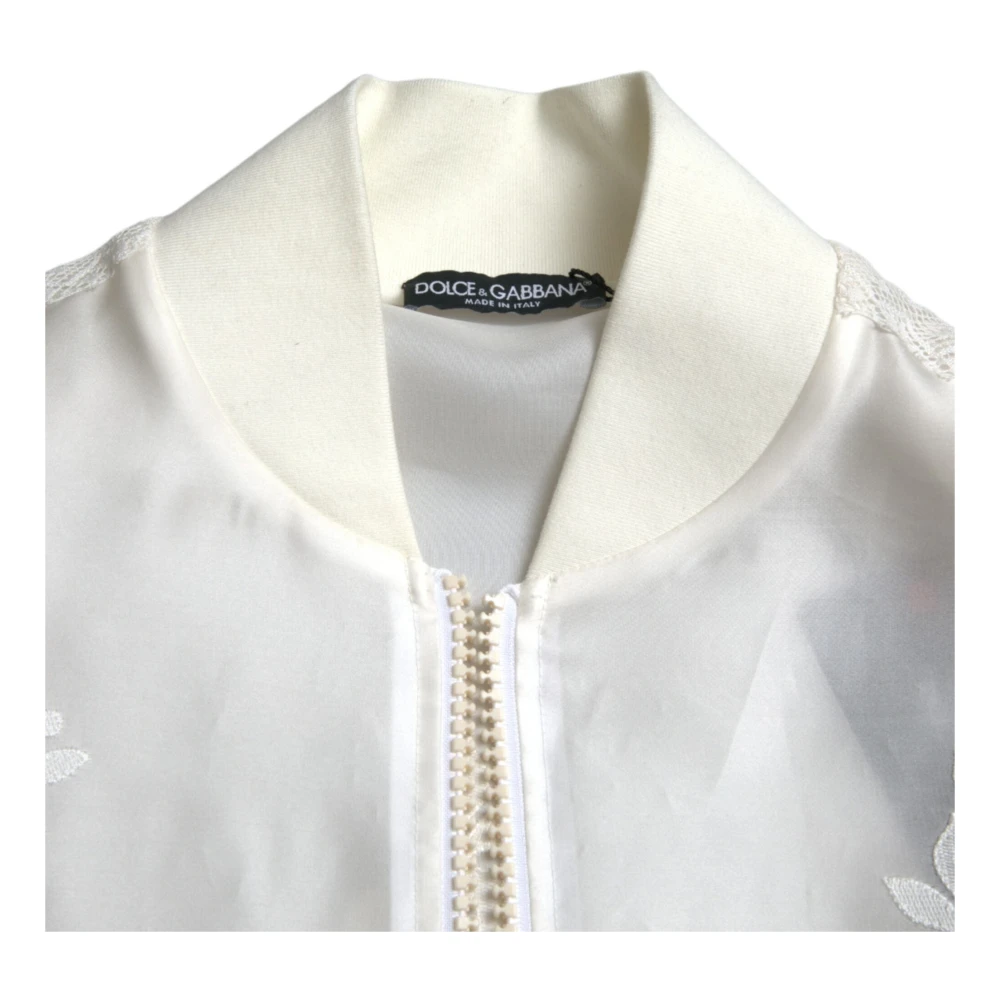 Dolce & Gabbana Elegante witte zijden bomberjack White Dames