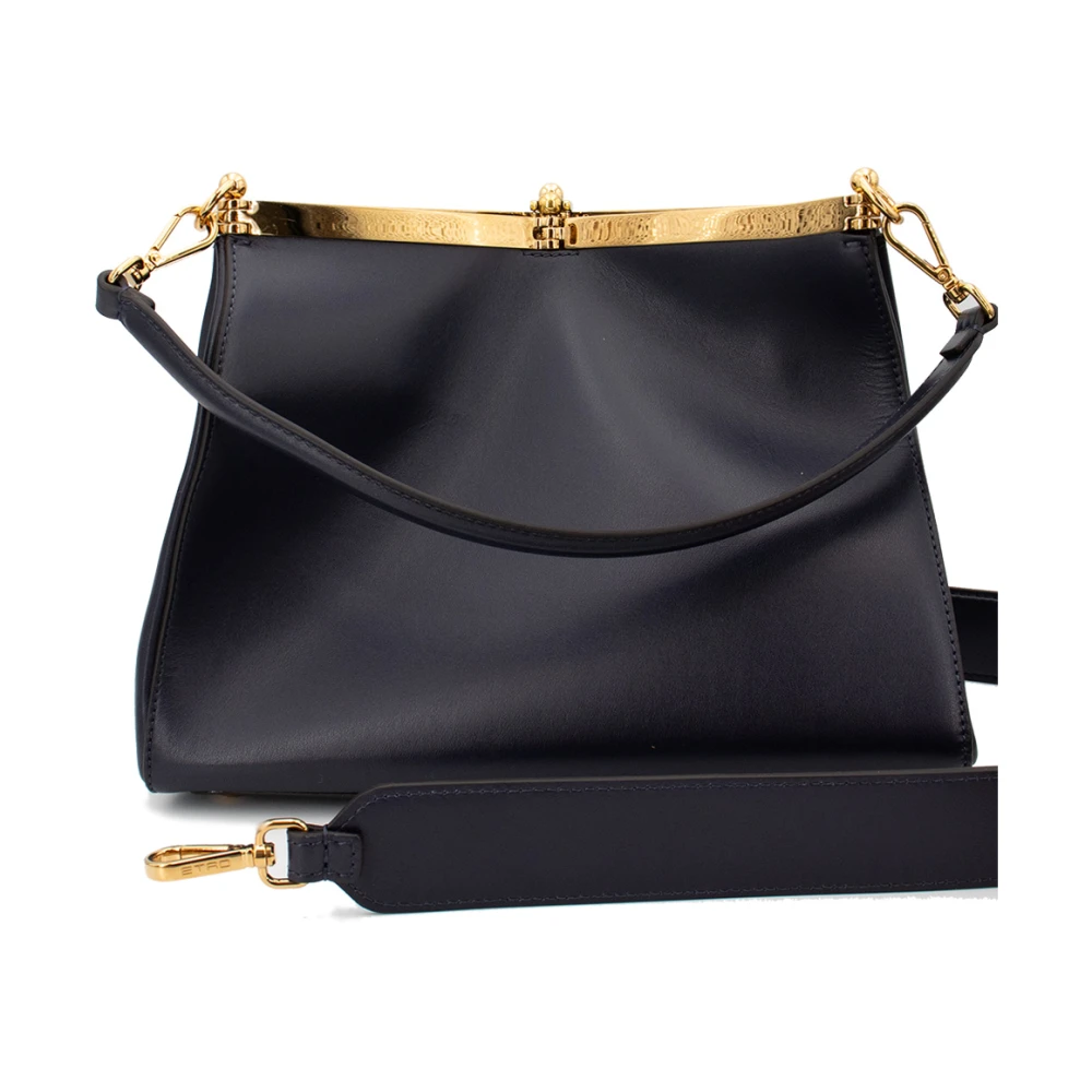 ETRO Leren Vela Tas met Metalen Sluiting Blue Dames