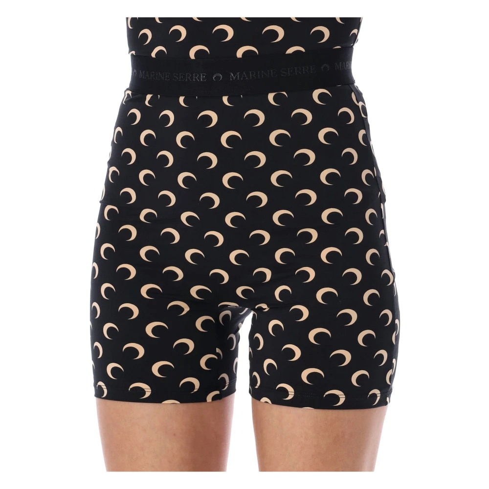 Marine Serre Zwarte Moon Yoga Shorts Black Dames