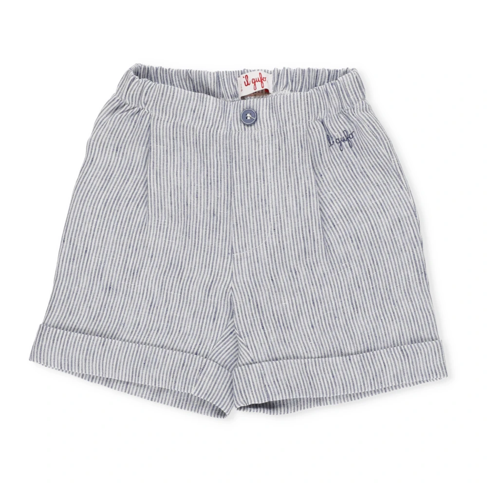 Il Gufo Randig Linne Bermuda Shorts Gray, Pojke