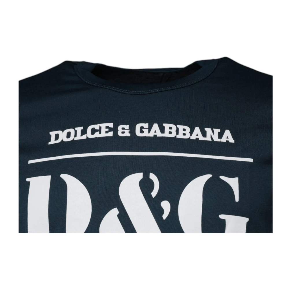 Dolce & Gabbana King Of Love Grafische Print T-shirt Blue Heren