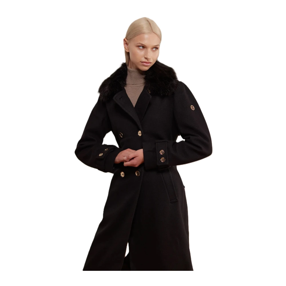 Hollies Elegante double-breasted jas met gouden knopen Black Dames