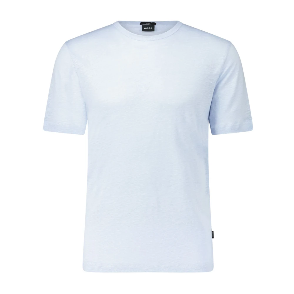 Hugo Boss Linnen Ronde Hals T-Shirt Blue Heren