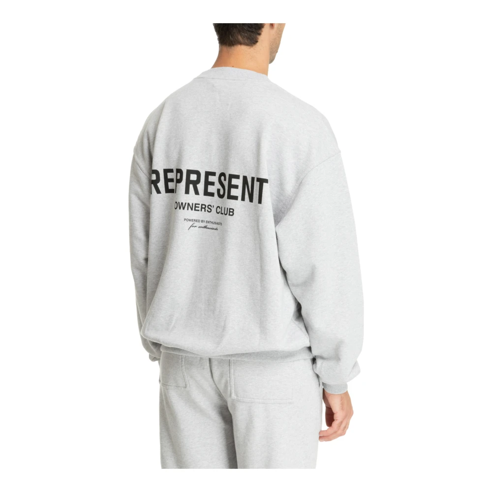 Represent Gestreepte Logo Sweatshirt voor Owners Club Gray Heren
