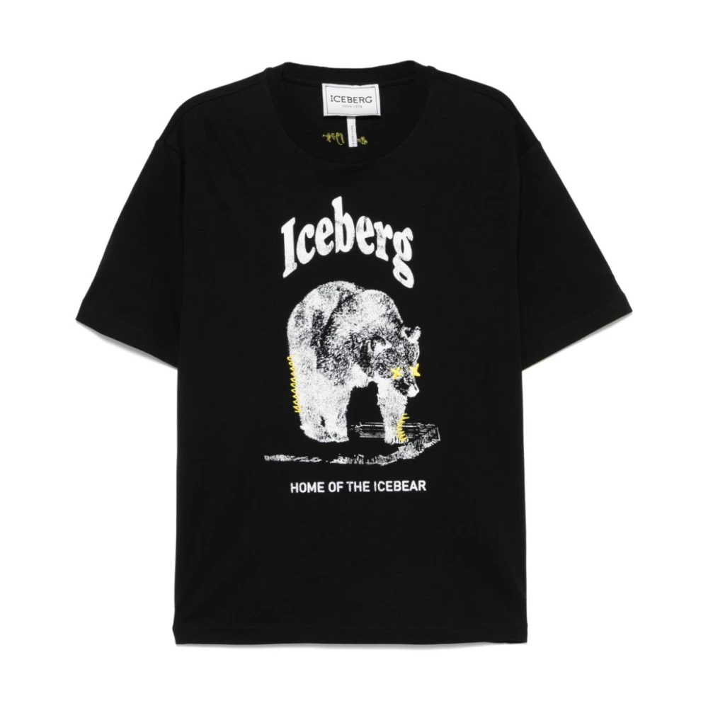 Iceberg Zwart Logo Print Crew Neck T-shirt Black Heren