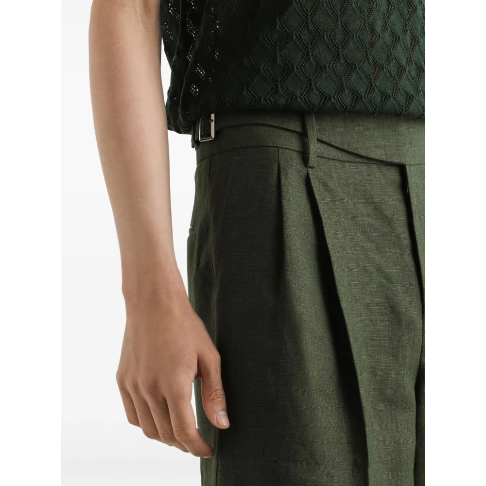 Dolce & Gabbana Groene Linnen Bermuda Shorts Green Heren