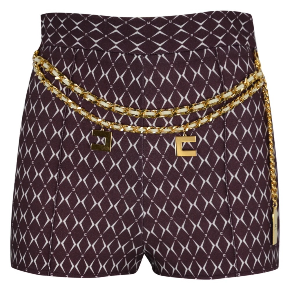 Elisabetta Franchi Högmidjade stretch crepe shorts med smal passform Red, Dam