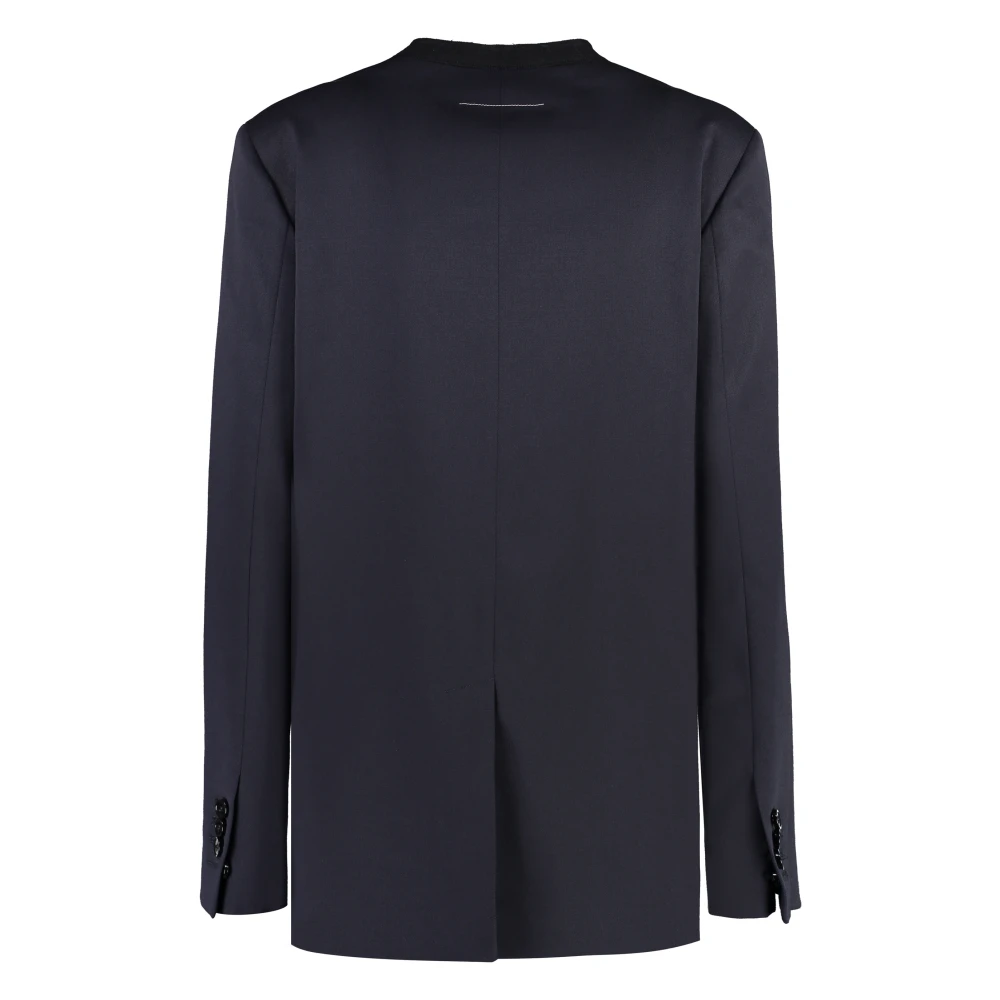MM6 Maison Margiela Blazer van Wolmix Éénknoops Sluiting Blue Dames