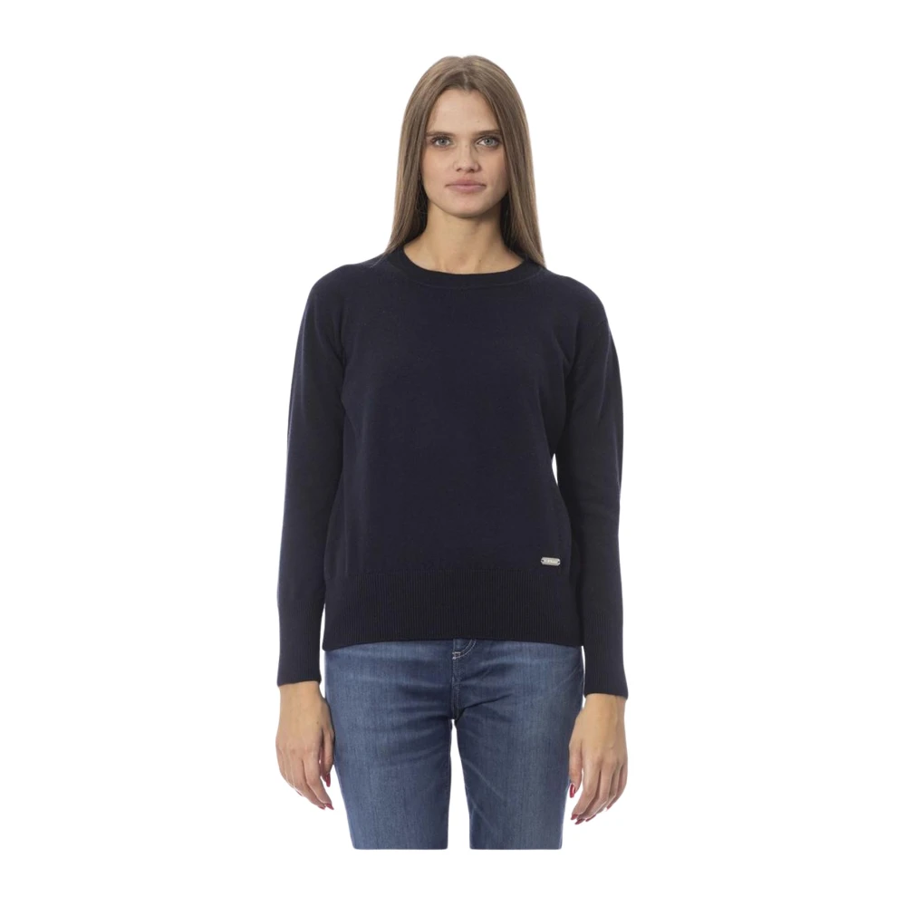 Baldinini Blauwe wollen trui met ronde hals Blue Dames