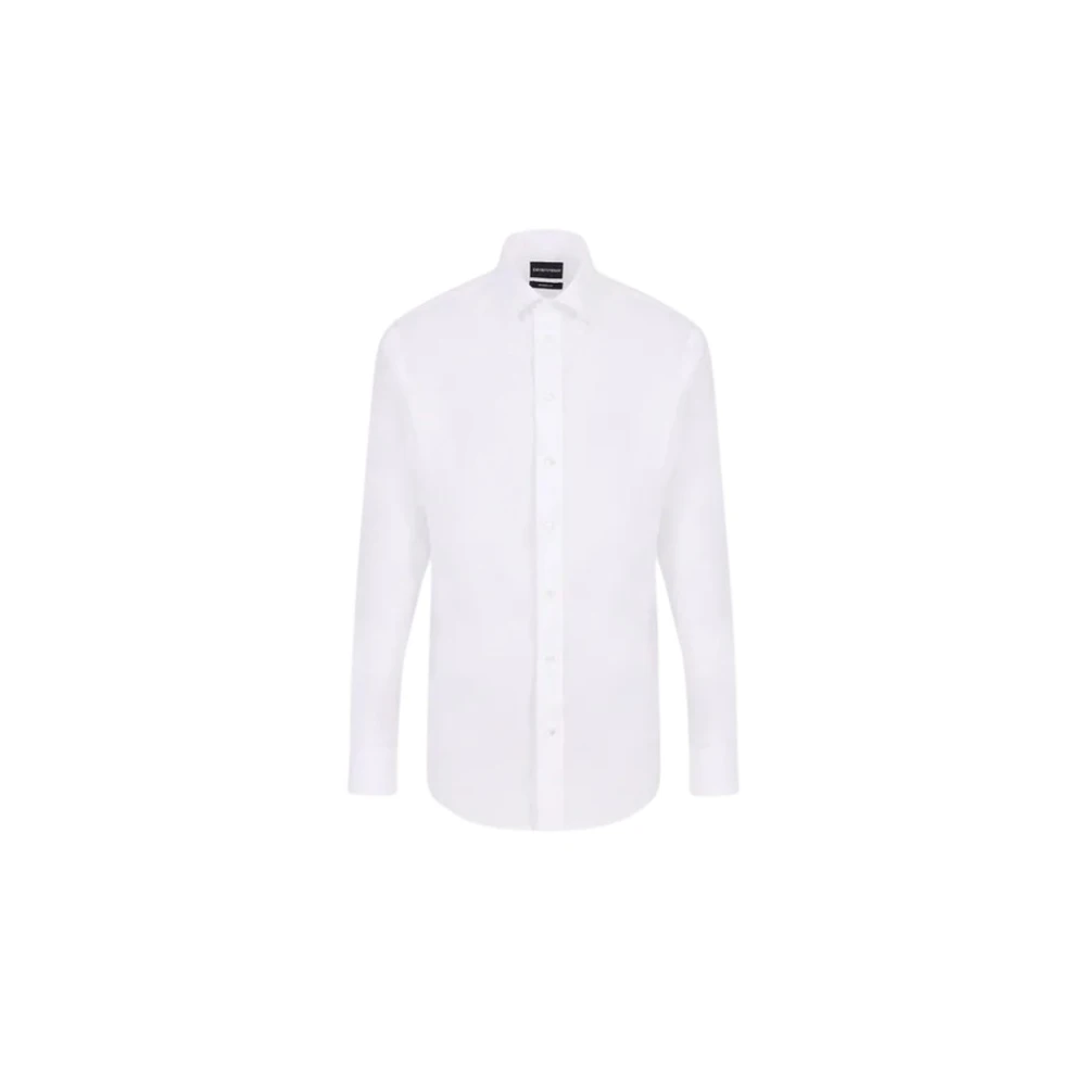 Emporio Armani Stijlvolle Franse Kraag Overhemd White Heren
